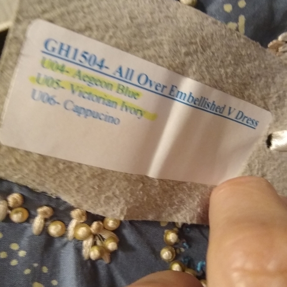GOLD HAWK embellished blue silk dress NWOT, S - Picture 10 of 13